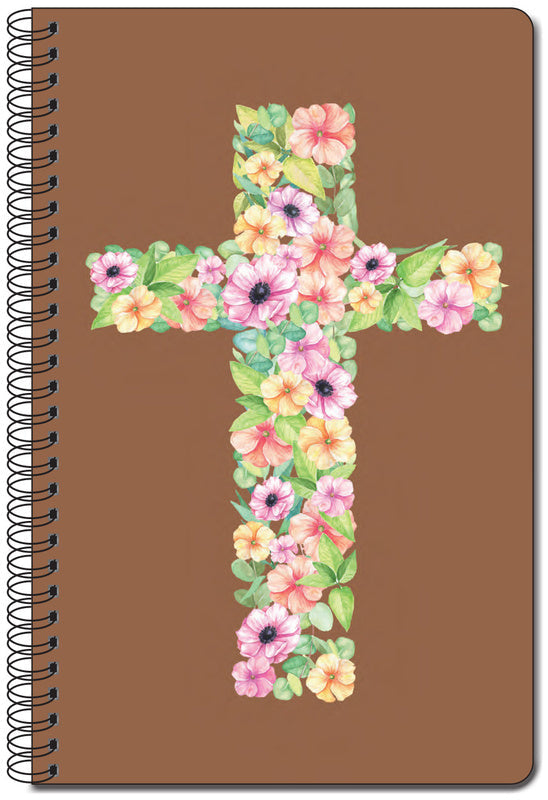 Morning Glory Floral Cross Brown